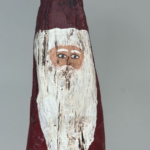 Vintage Hand Carved Wooden Santa Lake Erie Driftwood 1992 Handpainted 13” - Picture 2 of 8